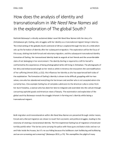 How does the analysis of identity and transnationalism in We Need New Names aid in the exploration of the global south