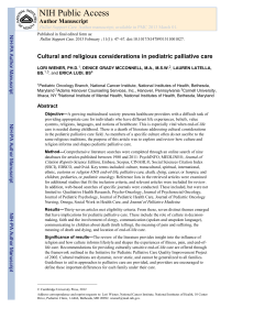 Cultural and religious considerations in pediatric palliative care