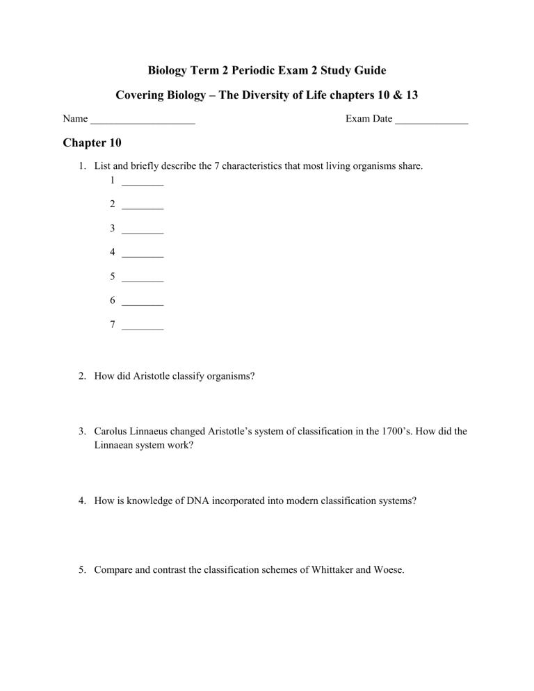 biology-study-guide-taxonomy-and-ecology