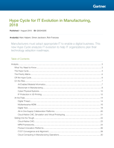 Gartner Hype Cycle for IT evolution in Manufacturing 2018