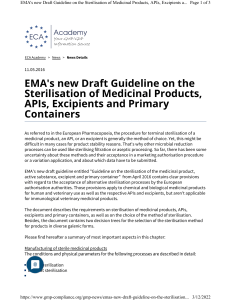 EMA Draft Guidance (2016)