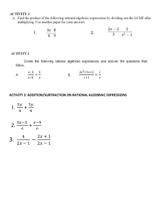 ACTIVITIES ON RATIONAL EXPRESSIONS