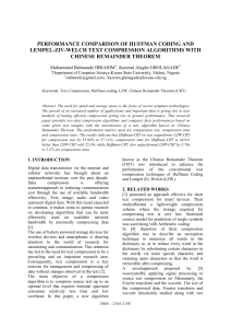 PERFORMANCE COMPARISON OF HUFFMAN CODING AND LEMPEL-ZIV-WELCH TEXT COMPRESSION ALGORITHMS WITH CHINESE REMAINDER THEOREM