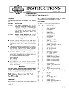 INSTRUCTIONS 1983-1992 TLE SIDECAR ATTACHMENT KIT 87166-93