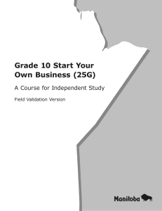 Entrepreneurship 10-Manitoba