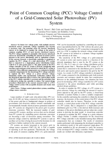 Point of common coupling PCC voltage control of a grid-connected solar photovoltaic PV system