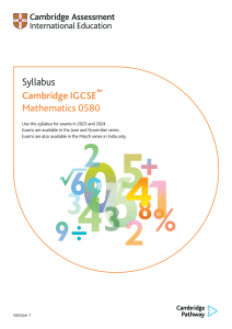 Cambridge IGCSE Mathematics 0580 Syllabus