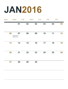 January 2016 Calendar