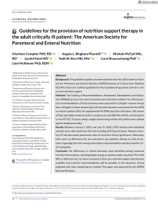J Parenter Enteral Nutr - 2021 - Compher - Guidelines for the provision of nutrition support therapy in the adult