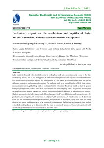 Preliminary report on the amphibians and reptiles of Lake Mainit watershed, Northeastern Mindanao, Philippines