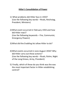Consolidation questions  for Hitler's Consolidation of Power