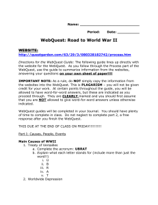Road to World War 2 WebQuest