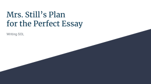 Mrs. Still’s Plan for the Perfect Essay