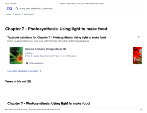Chapter 7 - Photosynthesis  Using light to make food Flashcards   Quizlet