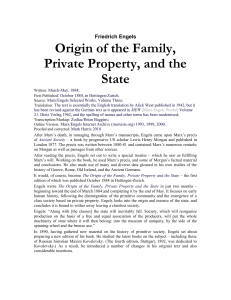 origin of the family, private property, and the state