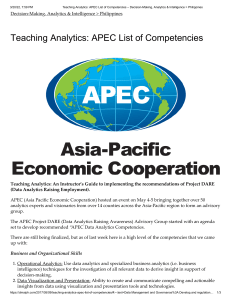 Teaching Analytics  APEC List of Competencies – Decision-Making, Analytics & Intelligence   Philippines