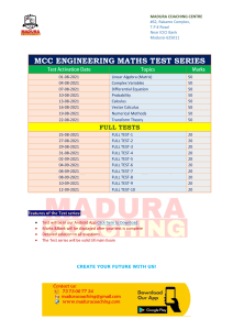 Engineering Maths Test Series Schedule