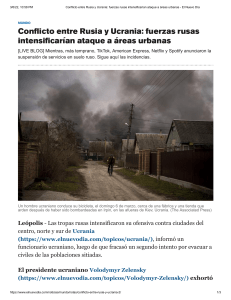 Conflicto entre Rusia y Ucrania  fuerzas rusas intensificarían ataque a áreas urbanas - El Nuevo Día