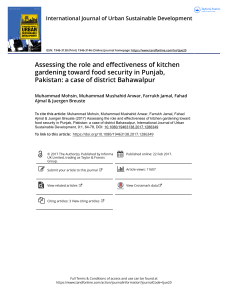 Assessing the role and effectiveness of kitchen gardening toward food security in Punjab Pakistan a case of district Bahawalpur