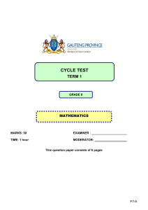 1Grade 8  Cycle Test T1