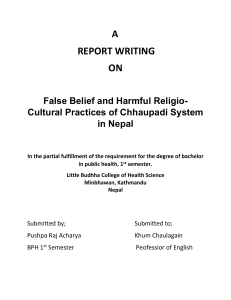 Report Writing on chhupadi