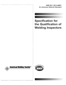 Welding Inspector Qualification Specification - AWS B5.1