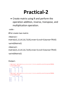 R Matrix Operations: Addition, Inverse, Transpose, Multiplication