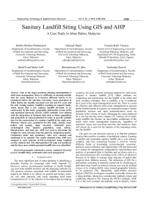 Sanitary Landfill Siting Using GIS and AHP A Case Study in Johor Bahru
