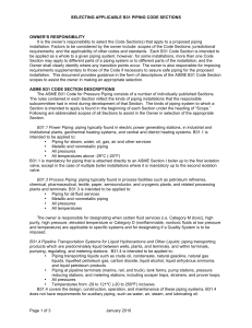 ASME B31 Codes - Selecting Applicable  B31 Piping Code Sections