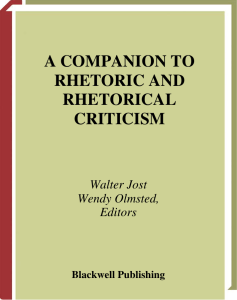A companion to rhetoric and rhetorical criticism