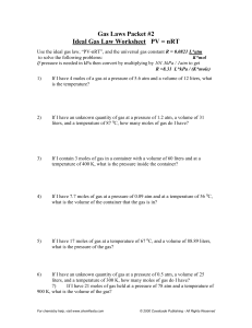 Ideal gas law Packet 2 worksheet