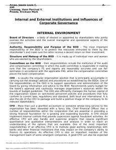 Internal and External Institutions and Influences of Corporate Governance