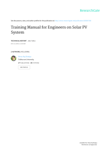 Solar PV Training Manual for Engineers