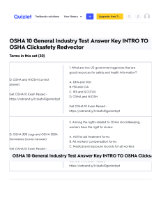 OSHA 10 General Industry Test Answer Key INTRO TO OSHA Clicksafety Redvector Fla
