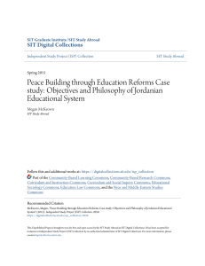 Peace Building through Education Reforms  Case study   Objectives