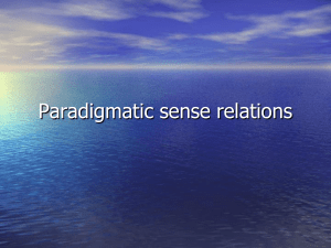 Semantics AS Lecture Paradigmatic sense relations