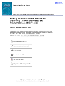 Building Resilience in Social Workers An Exploratory Study on the Impacts of a Mindfulness based Intervention