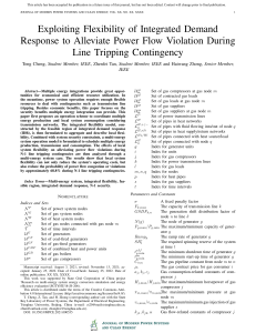 Exploiting Flexibility of Integrated Demand Response to Alleviate Power Flow Violation during Line Tripping Contingency