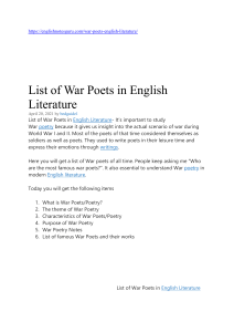 englishnotesguru List of War Poets in English Literature