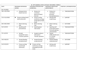 English Catch-Up Lesson Plan for Form 1-3