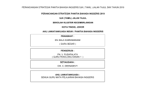 Pelan Strategik Panitia Bahasa Inggeris SJK(T) Jalan Tajul 2019