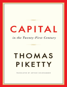 Capital in the 21st Century Thomas Picketty