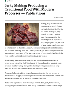 Jerky Making  Producing a Traditional Food With Modern Processes — Publications