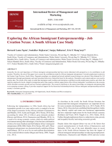 Exploring the African Immigrant Entrepreneurship - Job Creation Nexus  A South African Case Study[#355995]-367722