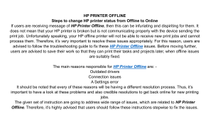 HP PRINTER OFFLINE new