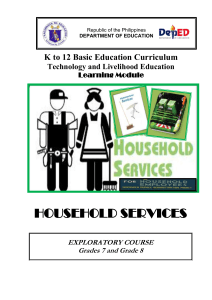 K TO 12 HOUSEHOLD SERVICES LEARNING MODULE