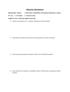 Molarity worksheet