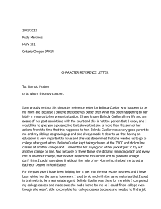 Rudy Martinez Character Reference Letter for Mom