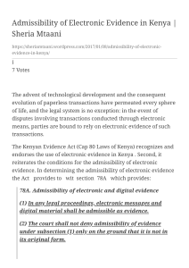 Admissibility of Electronic Evidence in Kenya   Sh+