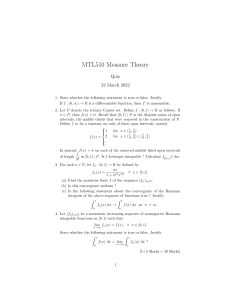 Quiz MTL 510 Measure Theory